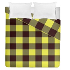 Black And Yellow Big Plaids Duvet Cover Double Side (queen Size)