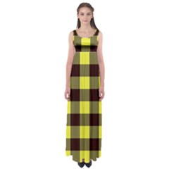 Black And Yellow Big Plaids Empire Waist Maxi Dress by ConteMonfrey