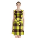 Black and yellow big plaids Sleeveless Waist Tie Chiffon Dress View1