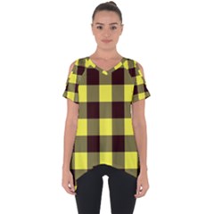 Black And Yellow Big Plaids Cut Out Side Drop Tee by ConteMonfrey