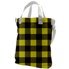 Black And Yellow Big Plaids Canvas Messenger Bag by ConteMonfrey