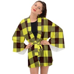 Black And Yellow Big Plaids Long Sleeve Kimono by ConteMonfrey