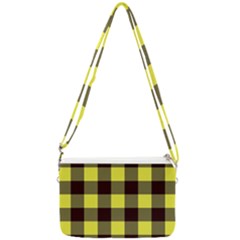 Black And Yellow Big Plaids Double Gusset Crossbody Bag by ConteMonfrey