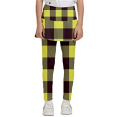 Black And Yellow Big Plaids Kids  Skirted Pants by ConteMonfrey