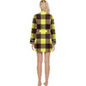 Black and yellow big plaids Long Sleeve Satin Robe View2