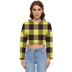 Black And Yellow Big Plaids Women s Lightweight Cropped Hoodie by ConteMonfrey