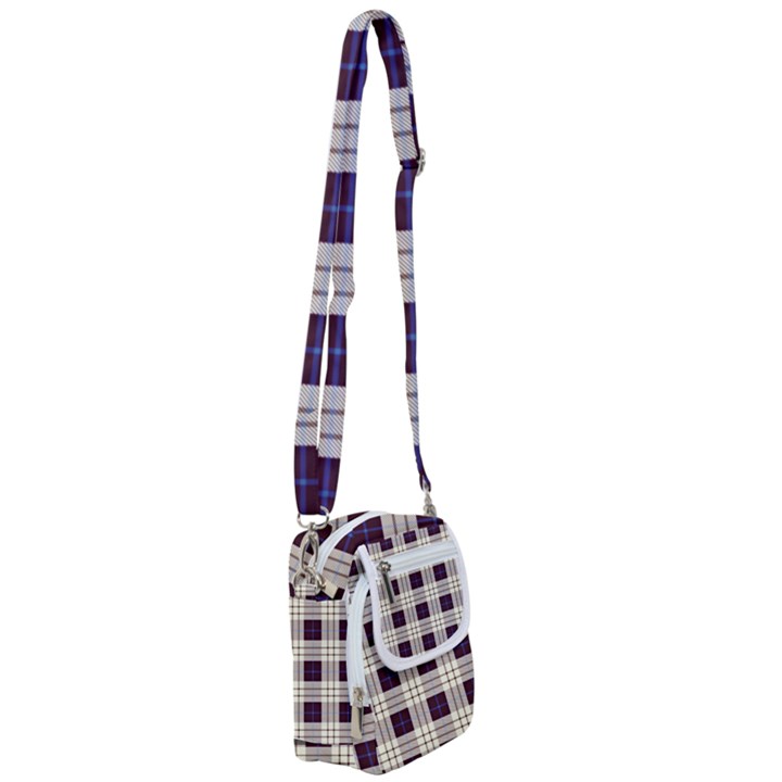 Gray, purple and blue plaids Shoulder Strap Belt Bag