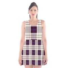 Gray, Purple And Blue Plaids Scoop Neck Skater Dress by ConteMonfrey