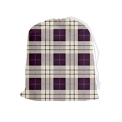 Gray, Purple And Blue Plaids Drawstring Pouch (xl) by ConteMonfrey