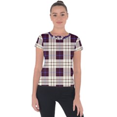 Gray, Purple And Blue Plaids Short Sleeve Sports Top  by ConteMonfrey