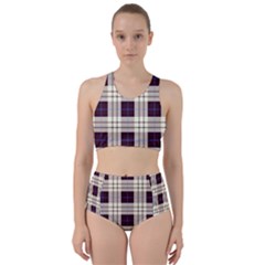 Gray, Purple And Blue Plaids Racer Back Bikini Set by ConteMonfrey