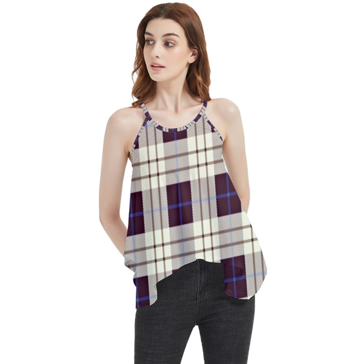 Gray, purple and blue plaids Flowy Camisole Tank Top