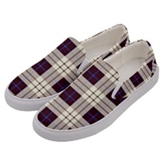 Gray, Purple And Blue Plaids Men s Canvas Slip Ons by ConteMonfrey