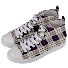 Gray, Purple And Blue Plaids Women s Mid-top Canvas Sneakers by ConteMonfrey