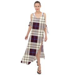 Gray, Purple And Blue Plaids Maxi Chiffon Cover Up Dress by ConteMonfrey