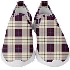 Gray, Purple And Blue Plaids Kids  Slip On Sneakers by ConteMonfrey