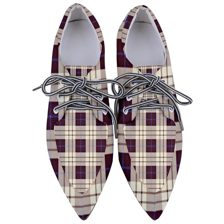 Gray, purple and blue plaids Pointed Oxford Shoes