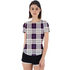 Gray, Purple And Blue Plaids Back Cut Out Sport Tee by ConteMonfrey