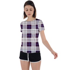 Gray, Purple And Blue Plaids Back Circle Cutout Sports Tee by ConteMonfrey