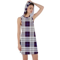 Gray, Purple And Blue Plaids Racer Back Hoodie Dress by ConteMonfrey