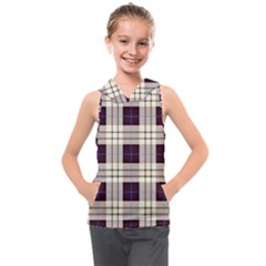 Gray, Purple And Blue Plaids Kids  Sleeveless Hoodie by ConteMonfrey