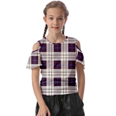 Gray, Purple And Blue Plaids Kids  Butterfly Cutout Tee by ConteMonfrey