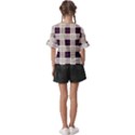 Gray, purple and blue plaids Kids  V-Neck Horn Sleeve Blouse View2