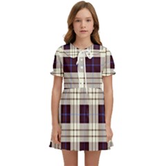 Gray, Purple And Blue Plaids Kids  Sweet Collar Dress