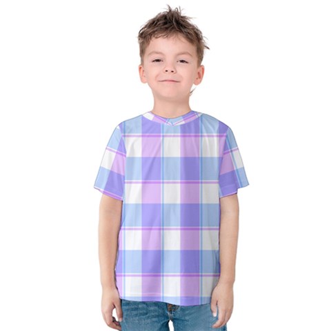 Cotton Candy Plaids - Blue, Pink, White Kids  Cotton Tee by ConteMonfrey