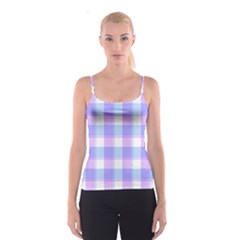 Cotton Candy Plaids - Blue, Pink, White Spaghetti Strap Top by ConteMonfrey