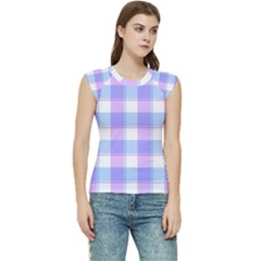 Cotton Candy Plaids - Blue, Pink, White Women s Raglan Cap Sleeve Tee by ConteMonfrey