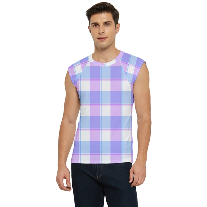 Cotton candy plaids - Blue, pink, white Men s Raglan Cap Sleeve Tee