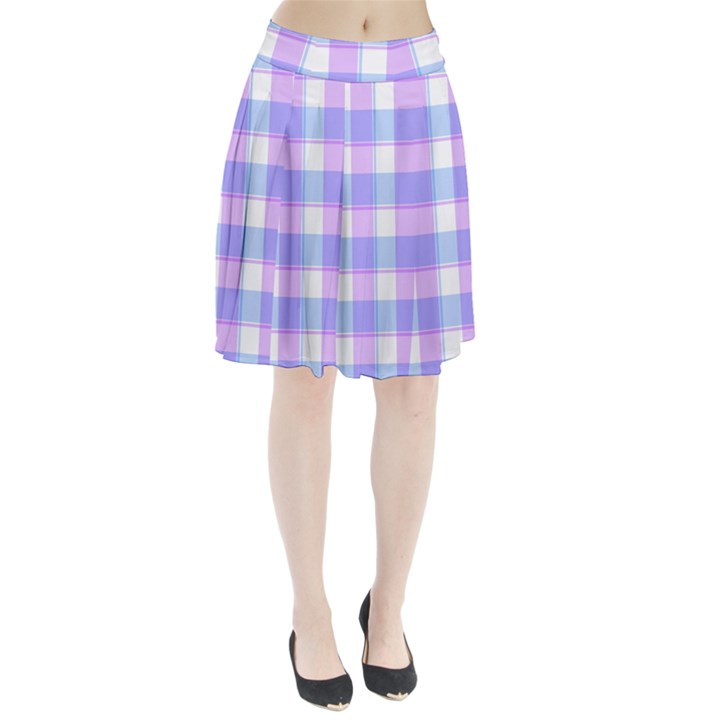 Cotton candy plaids - Blue, pink, white Pleated Skirt