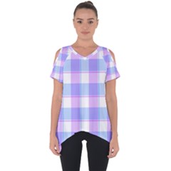 Cotton Candy Plaids - Blue, Pink, White Cut Out Side Drop Tee by ConteMonfrey