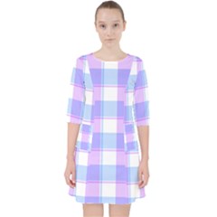 Cotton Candy Plaids - Blue, Pink, White Quarter Sleeve Pocket Dress by ConteMonfrey