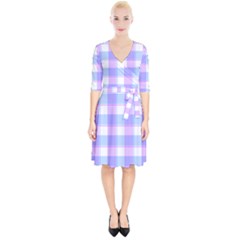 Cotton Candy Plaids - Blue, Pink, White Wrap Up Cocktail Dress by ConteMonfrey