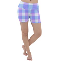 Cotton Candy Plaids - Blue, Pink, White Lightweight Velour Yoga Shorts by ConteMonfrey