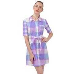 Cotton Candy Plaids - Blue, Pink, White Belted Shirt Dress by ConteMonfrey