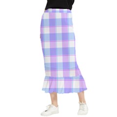 Cotton Candy Plaids - Blue, Pink, White Maxi Fishtail Chiffon Skirt by ConteMonfrey