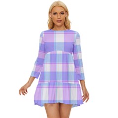 Cotton Candy Plaids - Blue, Pink, White Long Sleeve Babydoll Dress by ConteMonfrey