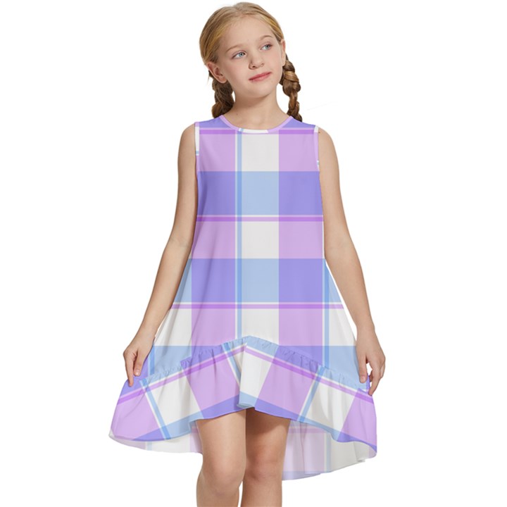 Cotton candy plaids - Blue, pink, white Kids  Frill Swing Dress