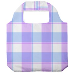 Cotton Candy Plaids - Blue, Pink, White Foldable Grocery Recycle Bag by ConteMonfrey