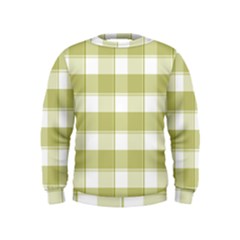 Green Tea Plaids - Green White Kids  Sweatshirt by ConteMonfrey