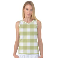 Green Tea Plaids - Green White Women s Basketball Tank Top by ConteMonfrey