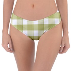 Green Tea Plaids - Green White Reversible Classic Bikini Bottoms by ConteMonfrey