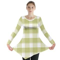 Green Tea Plaids - Green White Long Sleeve Tunic  by ConteMonfrey