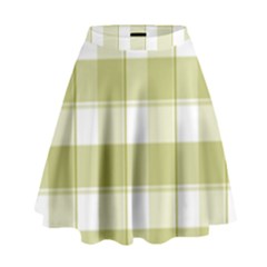 Green Tea Plaids - Green White High Waist Skirt by ConteMonfrey