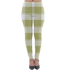 Green Tea Plaids - Green White Lightweight Velour Leggings by ConteMonfrey