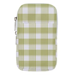 Green Tea Plaids - Green White Waist Pouch (small) by ConteMonfrey