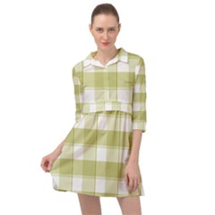 Green Tea Plaids - Green White Mini Skater Shirt Dress by ConteMonfrey